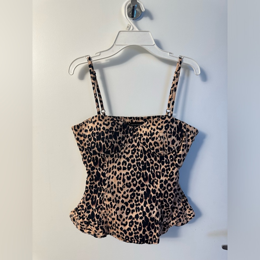 Twentyone Leopard Ruffled Tank Tube Top